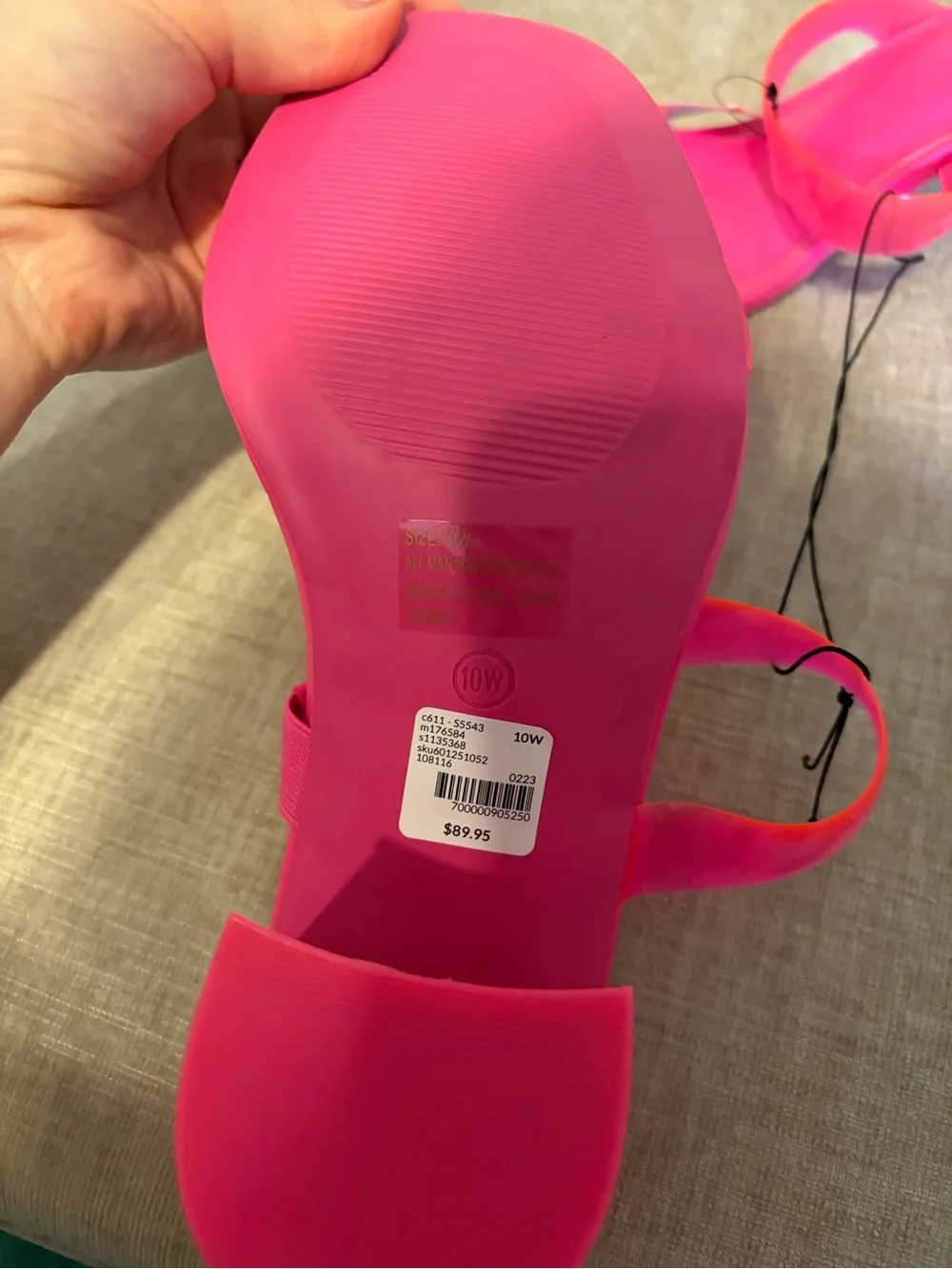 Lane Bryant Neon Pink Double Strap Slide Sandals